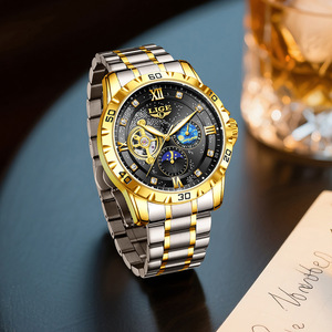 Reloj de lujo mecánico automático para hombre Lige, correa de acero inoxidable, luminoso, resistente al agua hasta 10m, reloj de pulsera multifuncional - Product Image 3