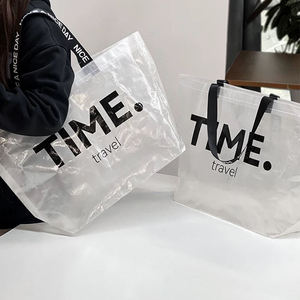 Reciclaje de polipropileno transparente para viajes al aire libre, bolsa tejida PP, bolsa tejida laminada para compras, bolsa de almacenamiento con cremallera - Product Image 2