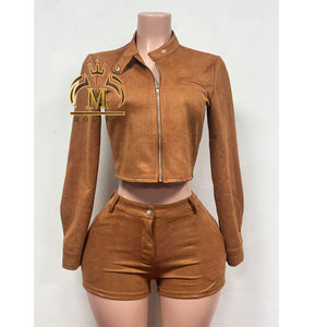Nuovo Completo <span class=keywords><strong>Donna</strong></span> Primavera Autunno Giacca Corta in Camoscio + Shorts Coordinati Set 2 Pezzi <span class=keywords><strong>Sexy</strong></span> Y2K <span class=keywords><strong>Abbigliamento</strong></span> <span class=keywords><strong>Donna</strong></span> 2026 - Product Image 3