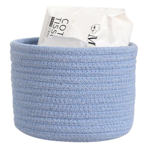 Cotton <b>Rope</b> Woven <b>Storage</b> <b>Basket</b> Set Round Multi Color Desk Organizer For Office And Baby Supplies 100% Cotton Fabric - Product Image 5