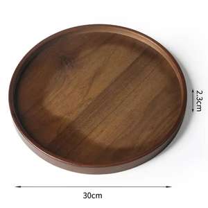 レストランバー用食品グレードヴィンテージ天然クルミ木製バートレイポータブル装飾木製サービングトレイ - Product Image 5