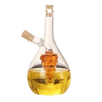 Bouteille à huile et vinaigre 2 en 1 en verre borosilicate haute résistance 450 ml, logo personnalisé pour usage en cuisine