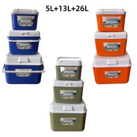 Lot de glacières isothermes 5L, 13L, 26L, 45L pour le stockage extérieur et le camping, en plastique orange et bleu, qualité alimentaire