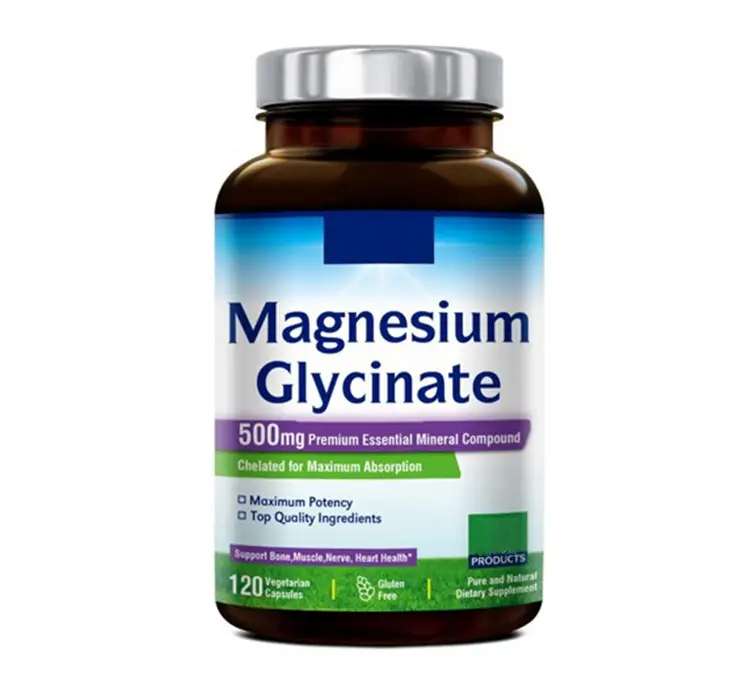 เม็ดแมกนีเซียมผงแมกนีเซียมแคปซูล Glycinate สำหรับช่วยเพิ่มการฟื้นตัวของกล้ามเนื้อนอนหลับสุขภาพสมอง