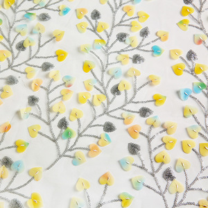 3D Flora Tulleเลื่อมผ้า 3D Spitze ผ้าน้ําที่ละลายน้ําได้ผ้าตาข่ายสําหรับเด็กผู้หญิงน่ารักลูกไม้ผ้า - Product Image 5