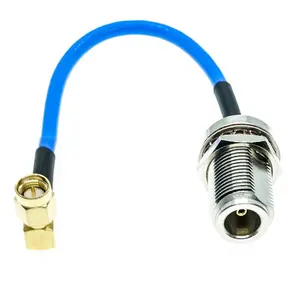 Factory supply N Type female Jack Bulkhead to SMA male 90 degree RG402 RG-402 Semi Flexible Coaxial Cable 0.141" 50ohm Blue