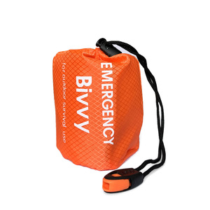 Saco de Dormir de Emergencia, Manta Térmica de Película de Aluminio PE con Silbato, Naranja, Equipo de Rescate para Campamento al Aire Libre - Product Image 2