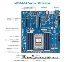 Hot Selling 2026 Original New Server Motherboard MZ33-AR0 AMD EPYC Genoa System on Chip Integrated M4 Gen 8 512GB 4TB Lm 741 Boa - Product Image 3