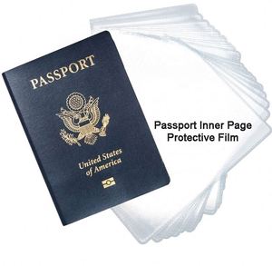 Film protecteur transparent en PVC pour page intérieure de passeport avec logo personnalisé - Product Image 1
