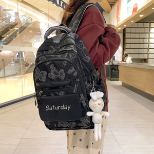 Cute Korean Style <b>Backpack</b> For Girls 15 Inches School Education Letter Pattern Interior Zipper Pocket Soft Handle - Product Image 3