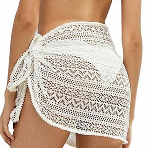 msf para mujer, traje de baño, falda corta transparente a cuadros con borlas, 1 pieza, de secado rápido, ecológico - Product Image 3