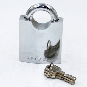 Candado de seguridad de hierro, llave de paleta cromada redonda de 70mm, envuelta de medio haz, impermeable, personalizado - Product Image 5