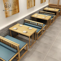 Ensemble de meubles de restaurant et de café minimaliste personnalisé en bois courbé, tables, chaises, bancs, sièges, écologiques