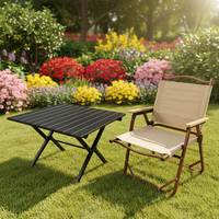 Table pliante en aluminium durable de 59 cm, noire, de qualité supérieure, pour le camping et la pêche, vente en gros