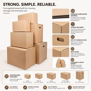 Caja de Cartón Corrugado Económica de Color Marrón Claro, Sin Recubrimiento, Resistente, de Varios Tamaños, para Logística Internacional - Product Image 1