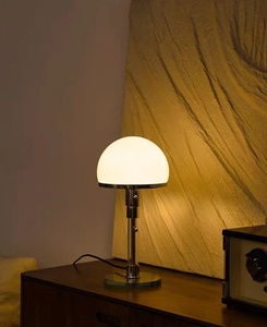 Lampe de chevet LED au design nordique danois, écologique, avec dôme en verre antique, style Bauhaus moderne, alimentation électrique DC pour chambre à coucher - Product Image 4