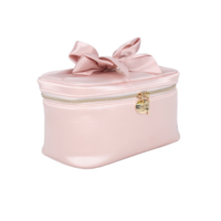Sac à cosmétiques personnalisé avec nœud papillon lisse porte-pinceau de maquillage sac à main pour fille et dame rose