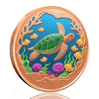 Pièce de monnaie en cuivre colorée Tortue marine, animal sauvage, 5 AVDP oz, Cuivre pur 999, Relief haut, Pièce de collection, Vente en gros personnalisée