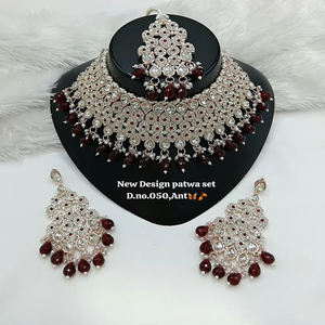 Trending Fancy Collection Gold Plated <b>Kundan</b> & Pearl with Maroon Stone Necklace Set For Women Wear <b>Jewelry</b> - Product Image 1