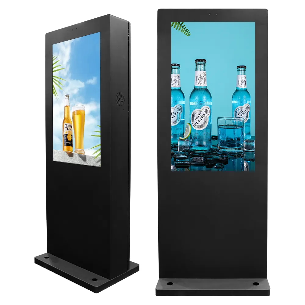 IP55 waterproof capacitive touch advertising player CMS floor standing outdoor digital signage kiosk