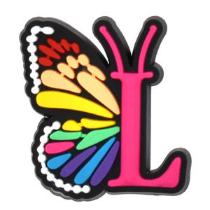 [ Série de lettres papillon ] Chaussures de jardin en caoutchouc souple PVC, fleur <span class=keywords><strong>d</strong></span>étachable, <span class=keywords><strong>d</strong></span>écoration de fête, boucle de chaussure, breloques - Product Image 6