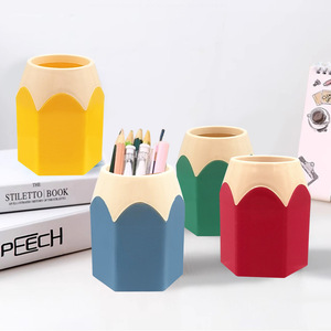 Creative Colored Pencil Tip Pen Holder Plastic Hexagonal Student Desk Storage Organizers - Product Image 2