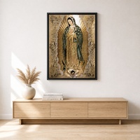 Art mural Notre-Dame de Guadalupe, impression encadrée de la Vierge Marie, cadre en aluminium noir mat, or rose vintage, décoration catholique