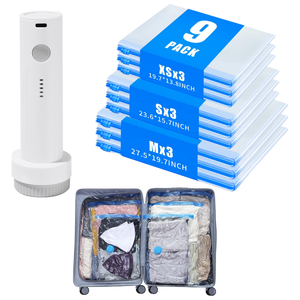 Transparent Vacuum Storage Bags Radio pump Required Space Saver for Travel Clothing Blanket Carry On <b>Suitcase</b> Storage Bag - Product Image 1