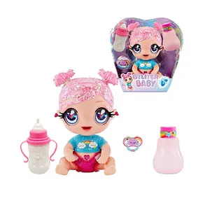 16-Inch Glass Eyeball Head Full Enamel Glitter Baby Dolls Toys With Sounds Drink Water Pee Belt Absorbent Bottle Nipple Toys Kid