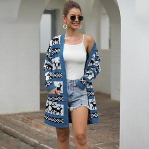 Invierno de 2020 de 100% acrílico Amazon Jacquard vacaciones de Navidad suéter de Rebeca de punto larga para las mujeres - Product Image 5