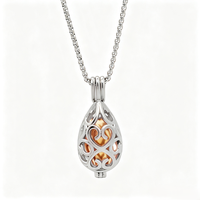 Collier urne funéraire pour animaux de compagnie en acier inoxydable, forme goutte d'eau, avec médaillon filigrané, capsule interne amovible, fermeture à vis, 6 options de couleur, commémoratif