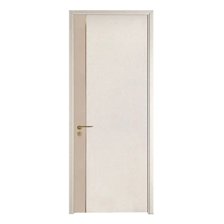 Luxury Interior Bedroom Mix-color Wooden Door Designs With Golden Decorative Line Interior Doors For Houses