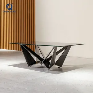 QIANCHENG 뉴 트렌드 블랙 섬유 유리 모로코 커피 테이블 직사각형 티 소파 테이블 거실 중앙 가구