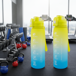 Nuevo y en Oferta, Botella de Agua Deportiva Ecológica con Marcador de Tiempo, 1000 ml, Degradado, Tritan, a Prueba de Fugas, Libre de BPA, Portátil, para Actividades al Aire Libre - Product Image 4