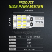 Ampoule LED JIACHI Super Lumineuse Canbus T10 W5W 168 194 501 3014Chip 12V-24V pour l'intérieur de la voiture, la lecture, les feux de plaque d'immatriculation et les feux de positionnement
