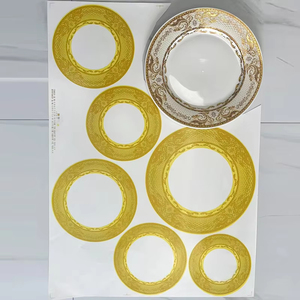 Custom Sticker Transfer Printing Waterslide Glossy <strong>Decal</strong> Paper Pvd Coating Gold <strong>Decals</strong> for Ceramic Plates Dish - Product Image 4