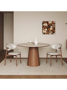 Juego de <span class=keywords><strong>Mesa</strong></span> y <span class=keywords><strong>Sillas</strong></span> Redondas de Piedra MYUZ 2026, Superventas, Madera Sólida Color Nogal, para Hogar, Balcón, Oficina, Reuniones, Pequeño Espacio de Ocio - Product Image 2