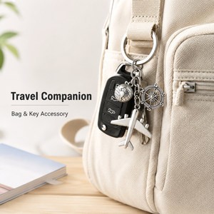 Vintage Antique Silver Zinc Alloy Travel Keychain Airplane Globe Compass Pendant <strong>Keyring</strong> <strong>Charm</strong> for Bag Luggage Gift RTS - Product Image 2