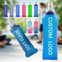 Botella de agua plegable OEM/ODM de 500ml, frasco suave reutilizable sin BPA para correr, ciclismo, Maratón, botella de agua plegable
