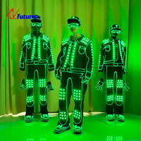 Vente chaude LED Fibre Optique Costume DJ Costumes Vêtements LED Lumières Lumineux Scène Danse Performance Spectacle Robe pour Boîte de Nuit
