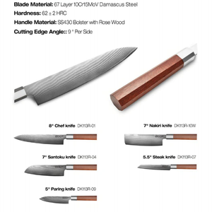 <span class=keywords><strong>Couteau</strong></span> Nakiri <span class=keywords><strong>Damas</strong></span> personnalisé de 7 pouces avec manche en bois de rose, <span class=keywords><strong>couteau</strong></span> de cuisine japonais super tranchant pour légumes - Product Image 4
