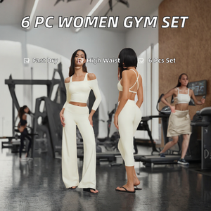 Conjunto Deportivo de 2 Piezas para Yoga: Chaqueta con Cierre, Sujetador Deportivo, Pantalones Anchos de Cintura Alta, Transpirables, con Logotipo Frontal - Product Image 2