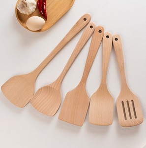 Ensemble d'ustensiles de cuisine en bois résistant à la chaleur, sans peinture, antiadhésif, avec spatule, cuillères et louche - Product Image 4