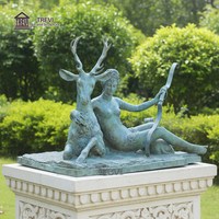 Statue de Diane Armente en bronze grandeur nature TREVI, sculpture de la déesse grecque de la chasse en métal pour la décoration de jardin
