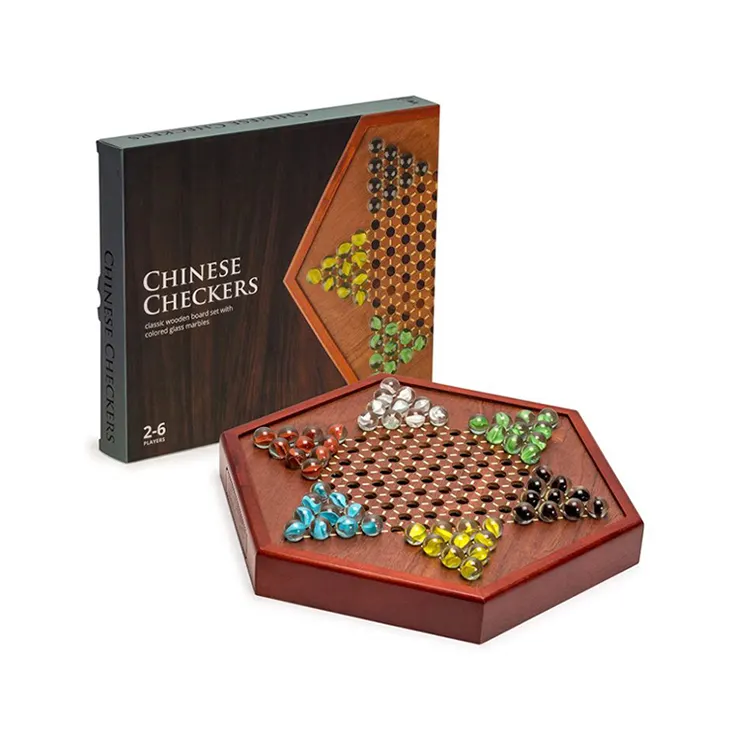 Professional Cheap Wooden Chinese Checkers and Draughts Board Table Games Set with Good Quality
