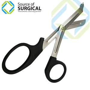 Ciseaux à bandage utilitaires de petite taille, noirs, droits, en acier inoxydable, portables, pour l'extérieur - Product Image 1