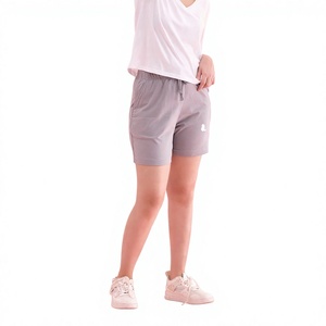 Shorts cargo gris pour femmes, poches latérales, fermeture boutonnée, coupe classique, 100% coton, séchage rapide, respirant, écologique, vêtements décontractés - Product Image 1