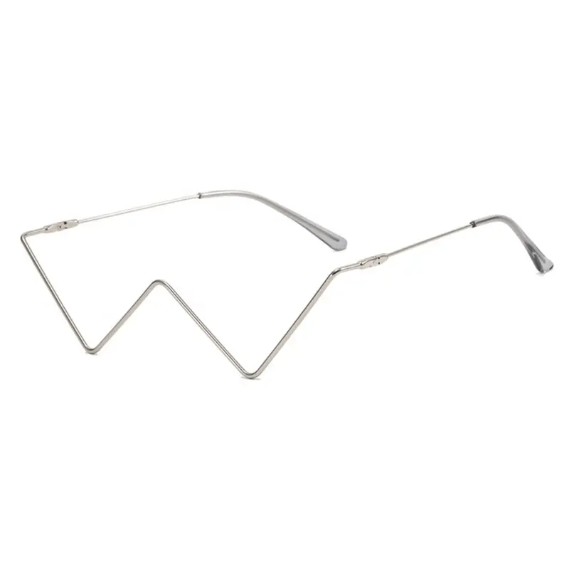 Индивидуальная W-образная оправа для очков, цельный Серебряный Золотой UV400, оптические алмазные металлические инкрустированные декоративные очки, половина
