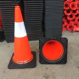 Flexible 75cm Black Base PVC Traffic Cone