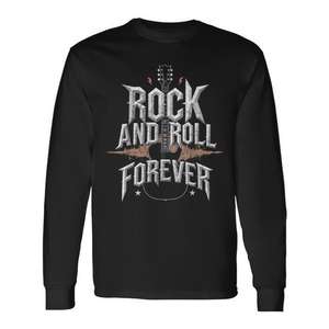 Camiseta de manga larga con diseño de guitarra de rock and roll y música vintage - Product Image 1